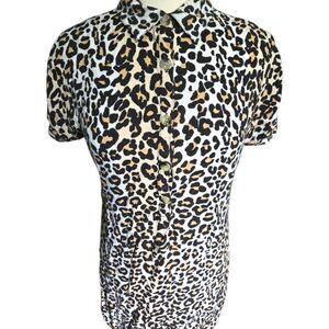 Style Envy Leopard Print Mini Button Front Dress - M